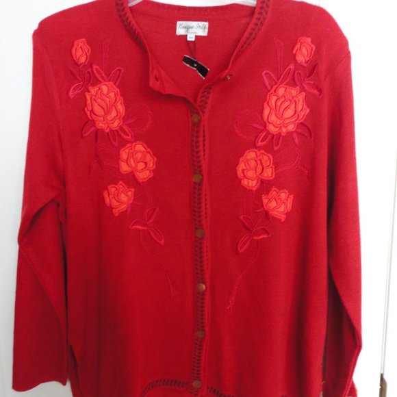 Unique International Women Red cardigan sweater - Picture 8 of 8